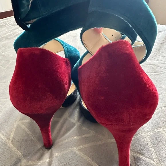 Velvet Colorblock pointed heels - Picture 9 of 11